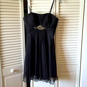 La Femme black chiffon strapless dress